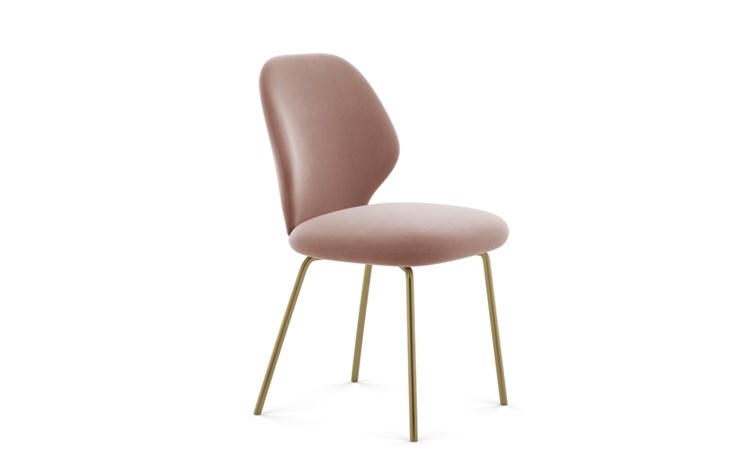 Kit Dining Chair with Blush Fabric and Matte Brass legs - Image 1