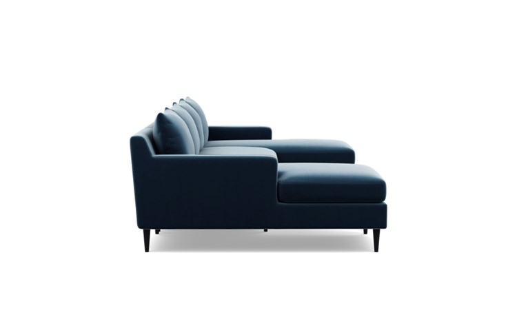 Sloan U-Sectional with Sapphire Fabric, Painted Black legs, and Bench Cushion - Image 2