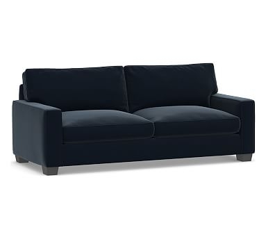 PB Comfort Square Arm Upholstered Grand Sofa 89", Box Edge Memory Foam Cushions, Performance Plush Velvet Navy - Image 0