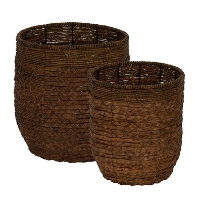 Water Hyacinth Round Rimmed Wicker 2 Piece Basket Set - Image 0