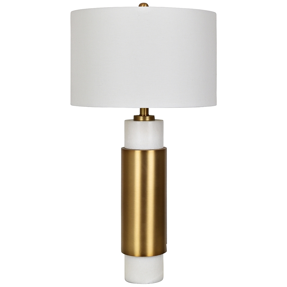 Palazzo White Marble and Soft Brass Metal Table Lamp - Style # 60T66 - Image 0