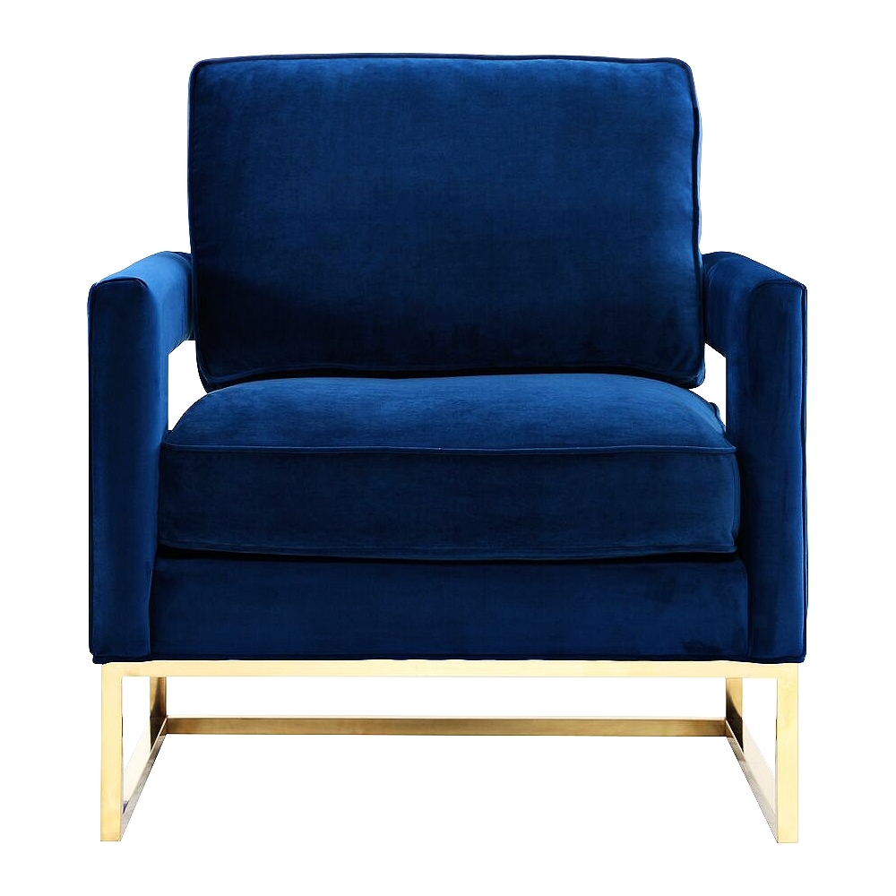 Avery Navy Blue Upholstered Velvet Armchair - Style # 1P373 - Image 0