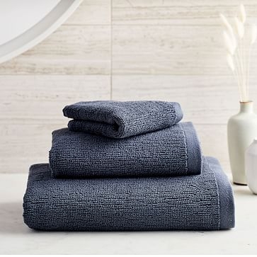 Organic Textured Towel, Set of 3, Granite Blue - Image 0