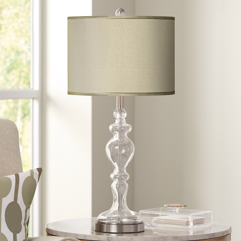 Possini Euro 28" Sesame Faux Silk Apothecary Clear Glass Table Lamp - Image 0