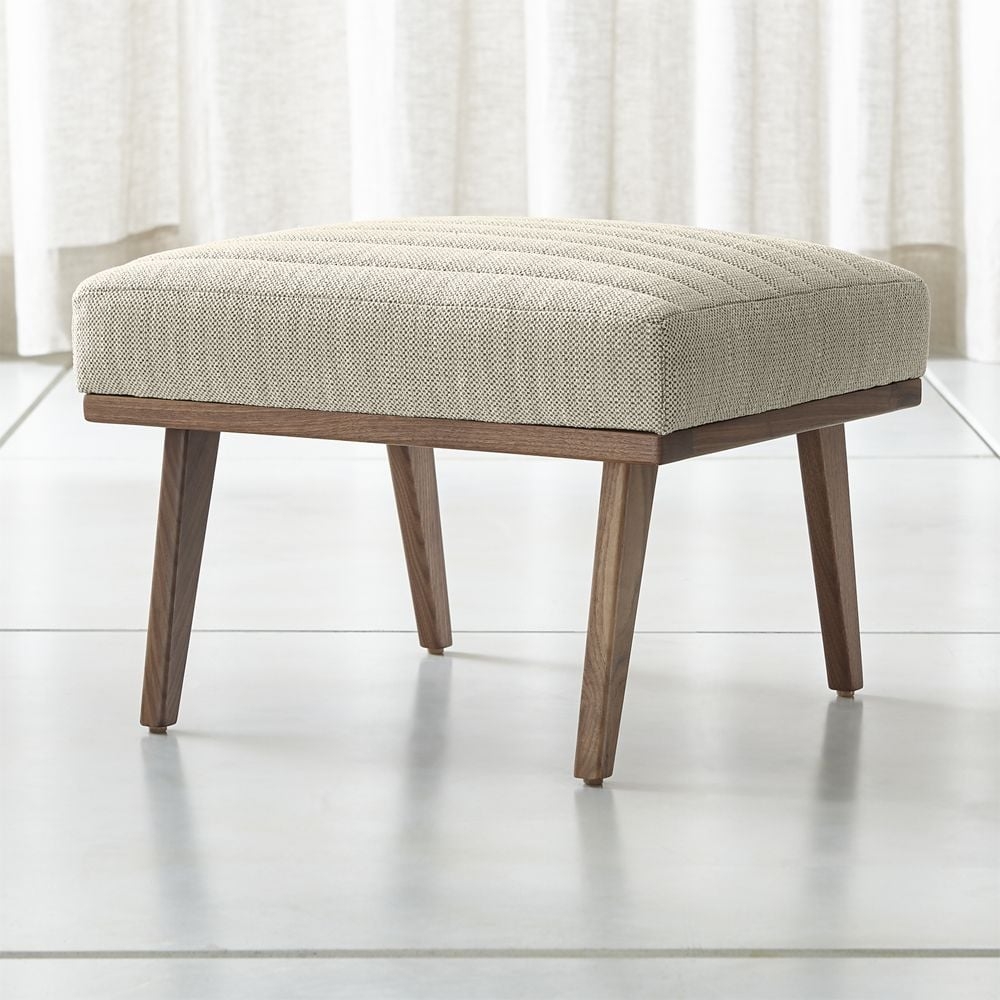 Cavett Channel Walnut Wood Frame Ottoman - Image 0