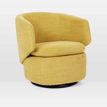 Crescent Swivel Chair, Basket Slub, Dark Horseradish - Image 0