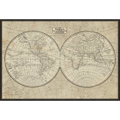 'World Map' Framed Acrylic Painting Print on Canvas - Image 0