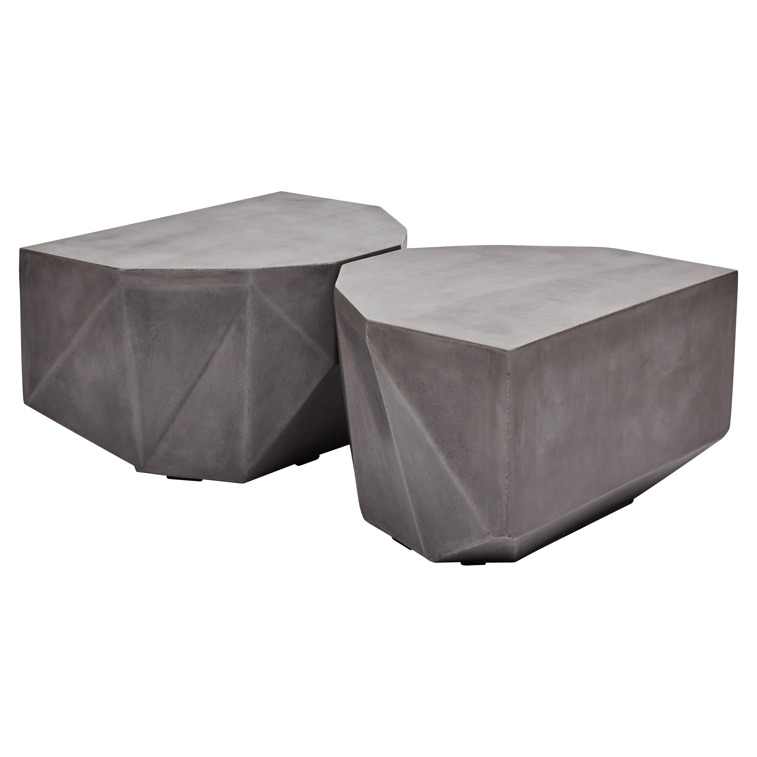 Lily Modern Classic Dark Grey Geometric Outdoor Coffee Table - Set of 2 - Image 3