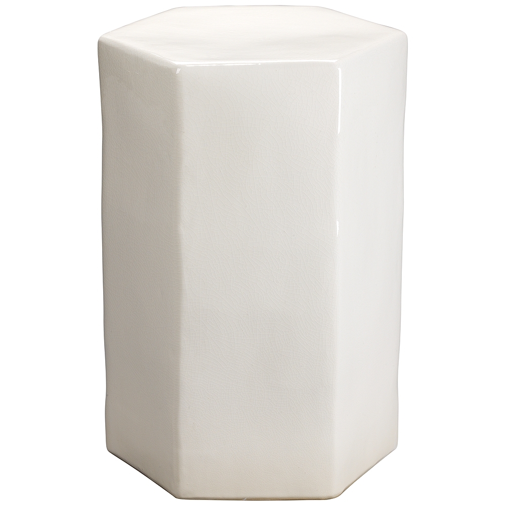 Jamie Young Porto White Large Hexagonal Ceramic Side Table - Style # 20T54 - Image 0