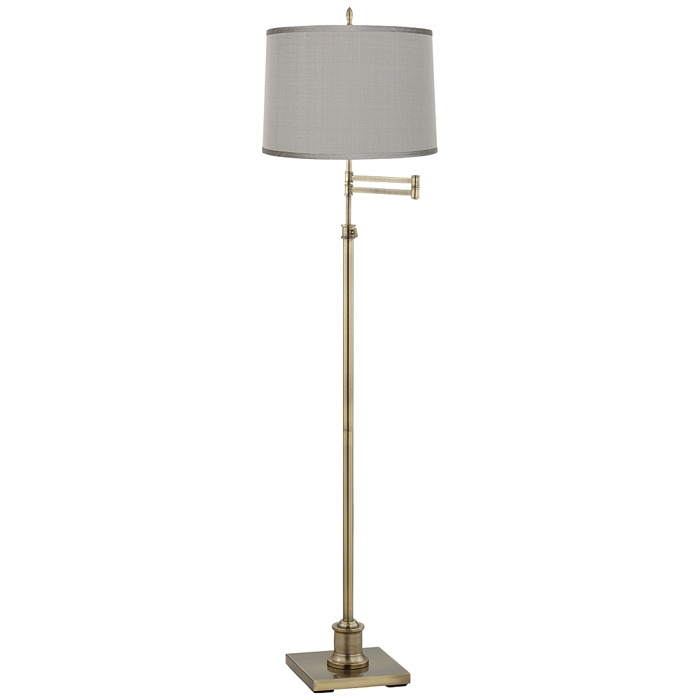 360 Lighting Westbury Platinum Gray and Brass Swing Arm Floor Lamp - Image 0