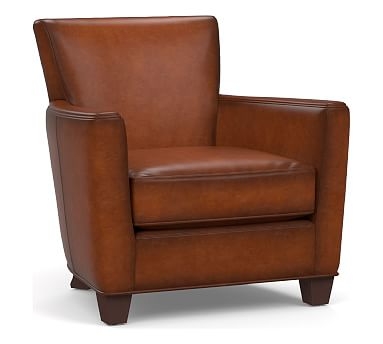 Irving Square Arm Leather Armchair, Polyester Wrapped Cushions, Burnished Saddle - Image 0