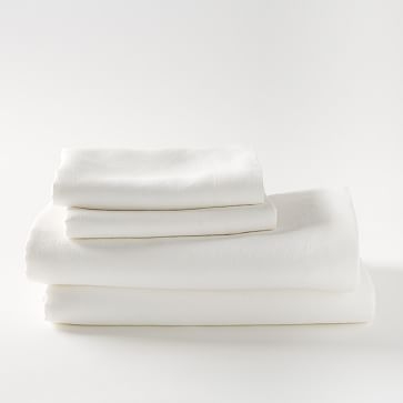 Belgian Linen Sheet Set, Full, White - Image 0