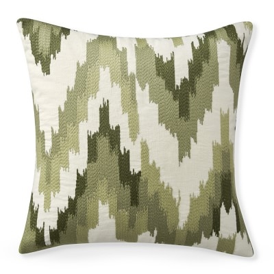 Flame Stitch Ikat Pillow Cover, 20" X 20", Green - Image 0