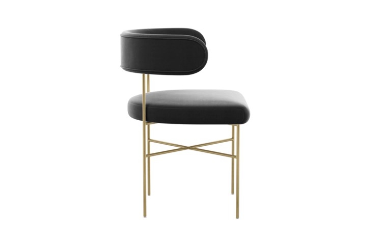 Audrey Dining Chair with Narwhal Fabric and Matte Brass legs - Image 2