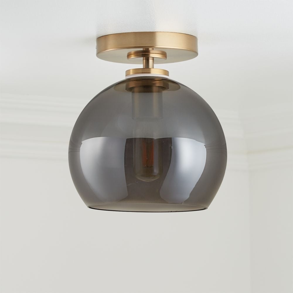 Arren Brass Flush Mount Light with Silver Round Shade - Image 0