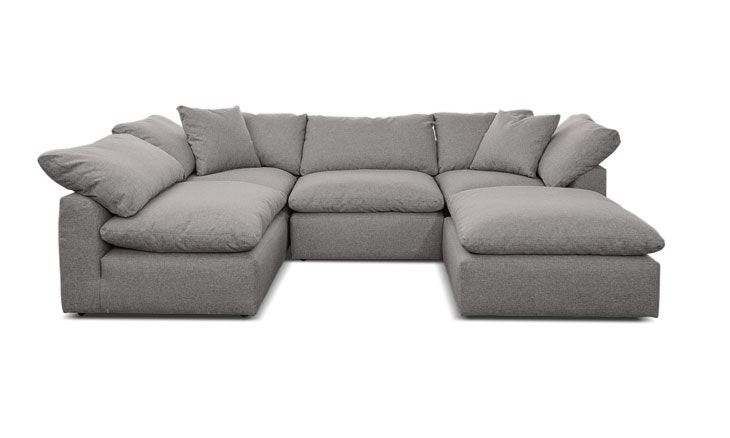 Gray Bryant Mid Century Modern U-Sofa Bumper Sectional (5 piece) - Taylor Felt Grey - Image 0