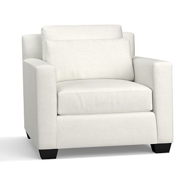 York Square Arm Upholstered Deep Seat Armchair, Down Blend Wrapped Cushions, Basketweave Slub Ivory - Image 1