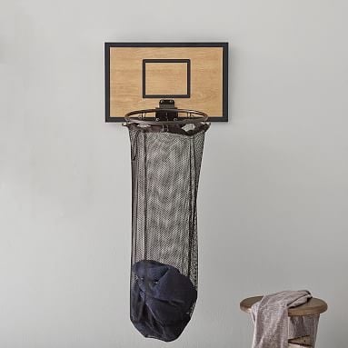 Basketball Hoop Over The Door Hamper, Smoked Gray - Image 0
