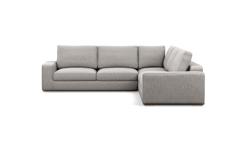 Ainsley Corner Sectional with Brown Earth Fabric, double down cushions, and Natural Oak legs - Image 0