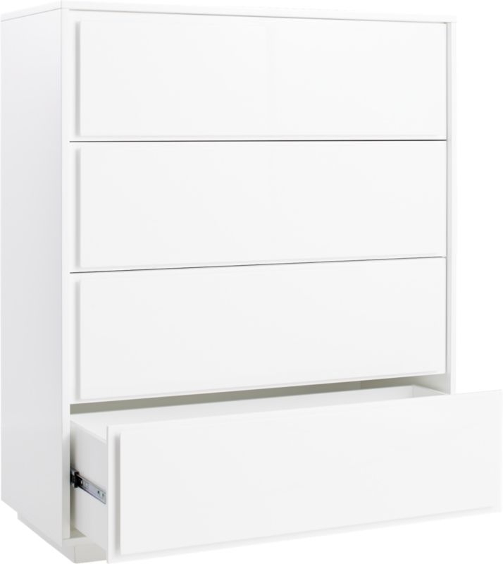 Gallery Tall 4-Drawer White Dresser - Image 3
