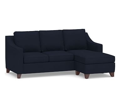 Cameron Slope Arm Upholstered Sofa with Reversible Chaise Sectional, Polyester Wrapped Cushions, Twill Cadet Navy - Image 0