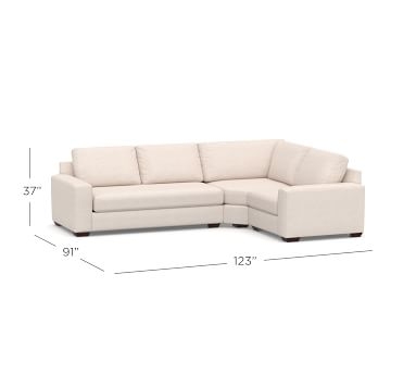 Big Sur Square Arm Upholstered Right Arm 3-Piece Wedge Sectional with Bench Cushion, Down Blend Wrapped Cushions, Sunbrella(R) Performance Chenille Salt - Image 2
