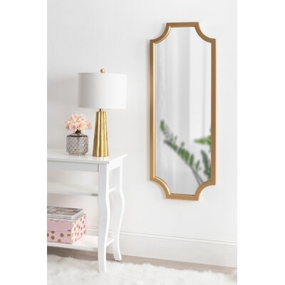 Surbit Wood Framed Full-length Wall Mirror with Scallop Corners, 18x48 Inches, Gold - Image 0