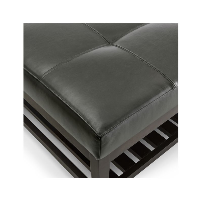 Nash Leather Tufted Square Ottoman with Slats - Image 4
