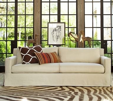 York Square Arm Slipcovered Sofa 80.5", Down Blend Wrapped Cushions, Performance Twill Metal Gray - Image 2