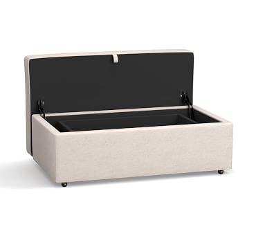 Buchanan Upholstered Cocktail Storage Ottoman, Polyester Wrapped Cushions, Textured Twill Charcoal - Image 2