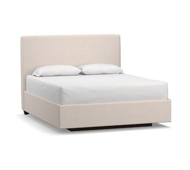 Big Sur Upholstered Headboard with Footboard Storage Platform Bed, King, Brushed Crossweave Light Gray - Image 1