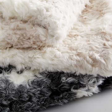 Faux Shearling Throw, Black/Ivory - Image 1
