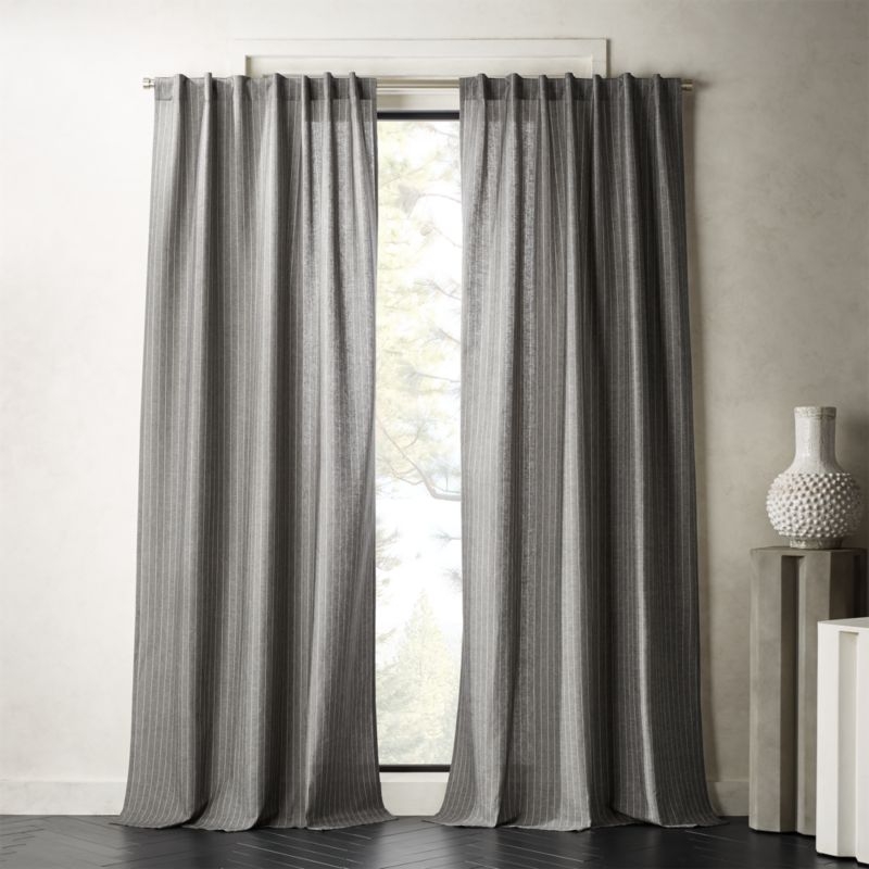 Pinstripe Grey/White Curtain Panel 48"x96" - Image 1