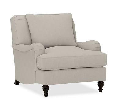 Carlisle Upholstered Armchair, Polyester Wrapped Cushions, Linen Silver Taupe - Image 2