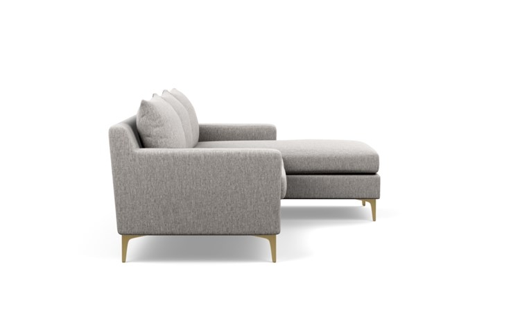 Sloan Right Sectional with Brown Earth Fabric and Brass Plated legs - Image 2
