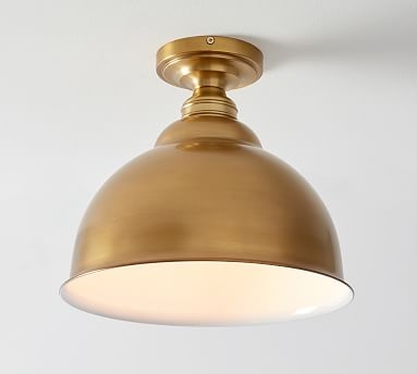 Metal Bell Brass Pendant Hood with Brass Flushmount - Image 0