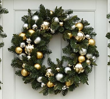 Ornament Pine Home Decor Collection - Gold &amp; Silver - 22" Wreath - Image 0