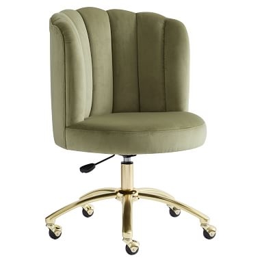 Channel Stitch Task Chair, Luxe Velvet Army Green - Image 1