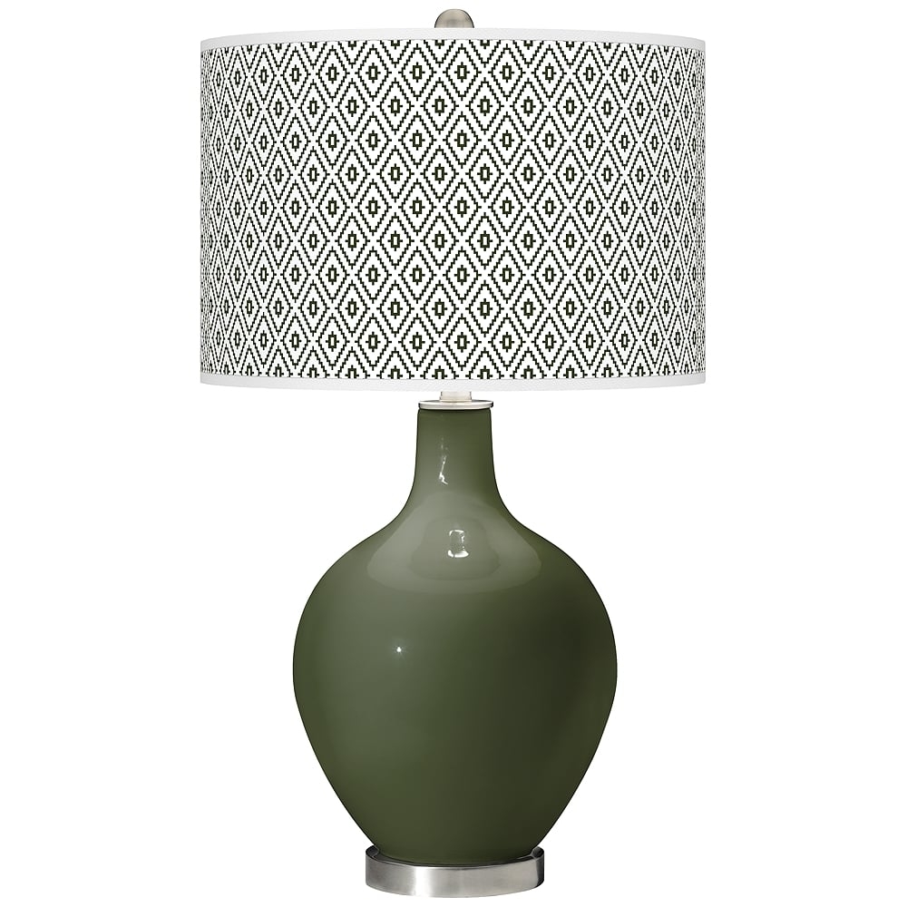 Color Plus Ovo 28 1/2" Diamonds Shade Secret Garden Green Table Lamp - Image 0