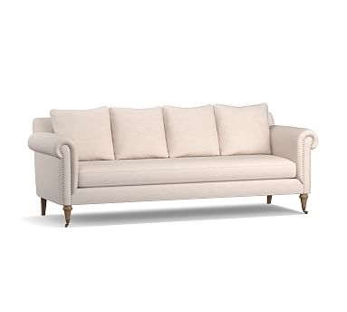 Fionah Upholstered Grand Sofa 97", Down Blend Wrapped Cushions, Performance Everydaylinen(TM) by Crypton(R) Home Oatmeal - Image 0
