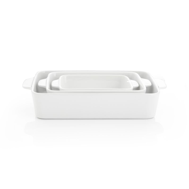 White Potluck Baking Dishes Set of Three - Image 2
