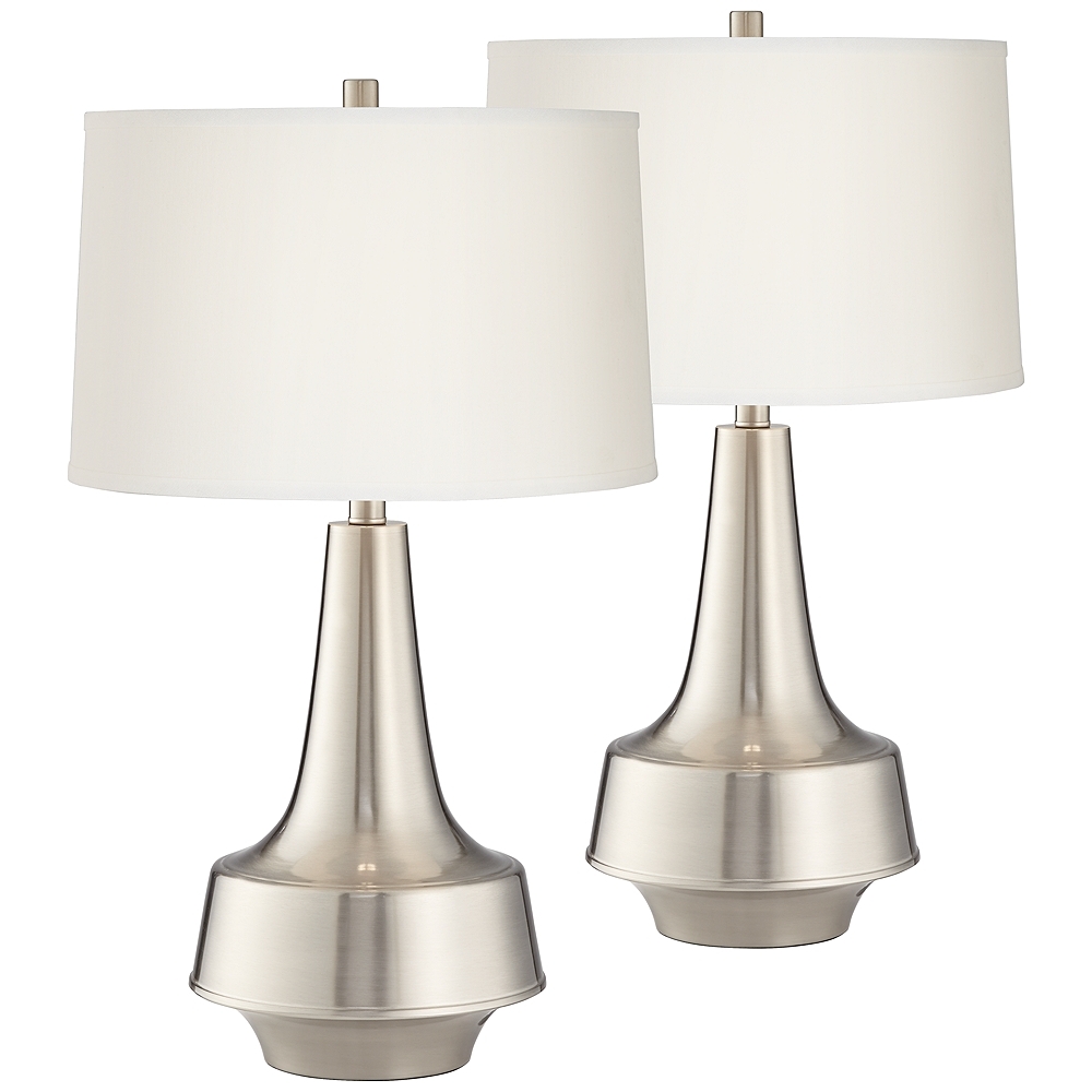 Argo Brushed Nickel Metal Table Lamps Set of 2 - Style # 60M87 - Image 0