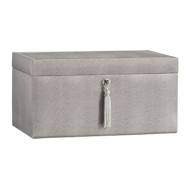 McKenna Leather Large Jewelry Box, Gray - Image 2