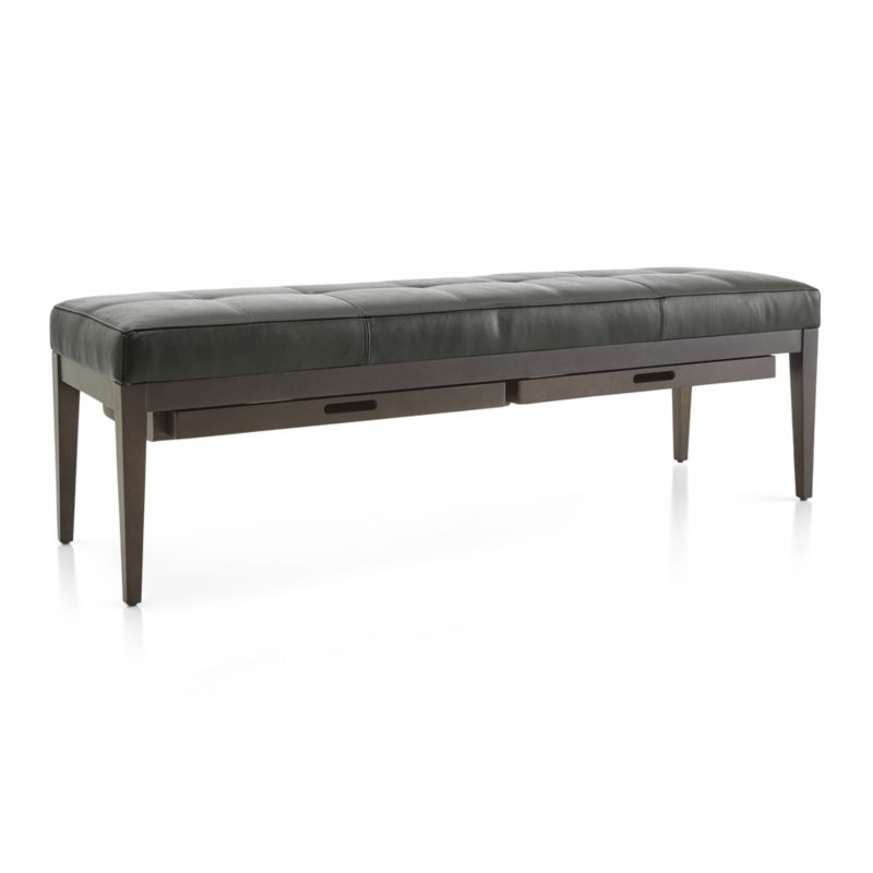Nash Leather Large Tufted Bench with Tray - Image 2