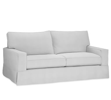 PB Comfort Square Arm Slipcovered Grand Sofa 87", Box Edge, Down Blend Wrapped Cushions, Performance Twill Warm White - Image 2