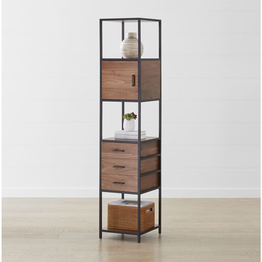 Knox Black Tall Narrow Storage Bookcase - Image 0