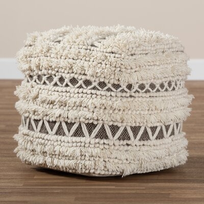 Bradninch Moroccan Inspired Beige And Brown Handwoven Wool Pouf Ottoman - Image 0
