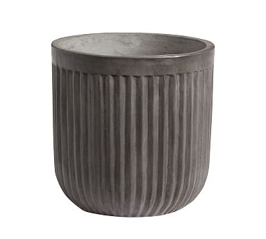 Concrete Fluted Planter, Grey, 15.75" Diam. x 15.75" H - Image 0