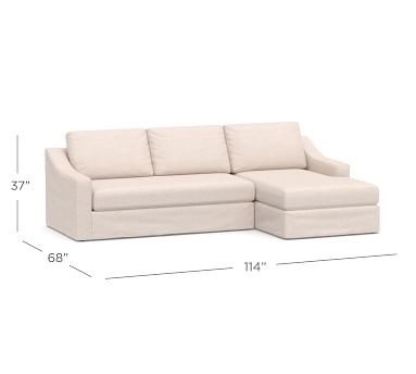 Big Sur Slope Arm Slipcovered Left Arm Grand Sofa with Chaise Sectional and Bench Cushion, Down Blend Wrapped Cushions, Twill White - Image 3