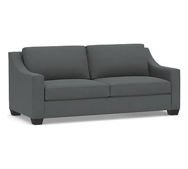 York Slope Arm Upholstered Sofa 80", Down Blend Wrapped Cushions, Performance Plush Velvet Slate - Image 0